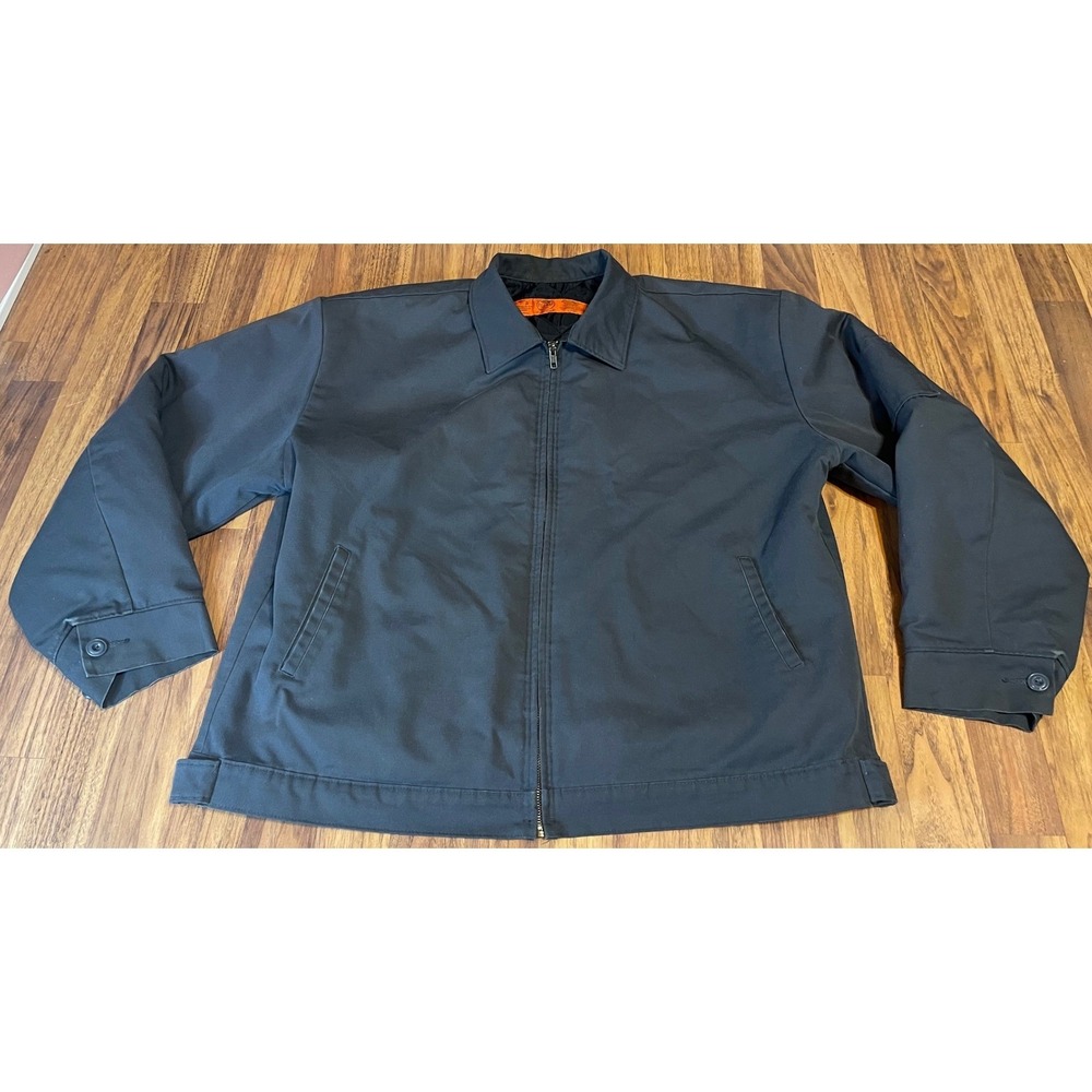 Red Kap Mens Slash Pocket Work Jacket Charcoal Gray Quilted Lined XL JT22CH